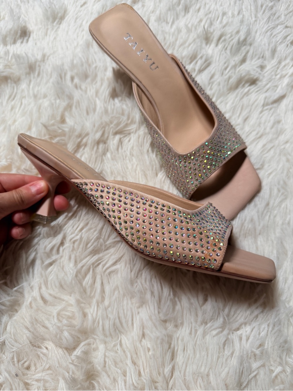 Tai Blush Rhinestone Slide Mules - Picture 3 of 4
